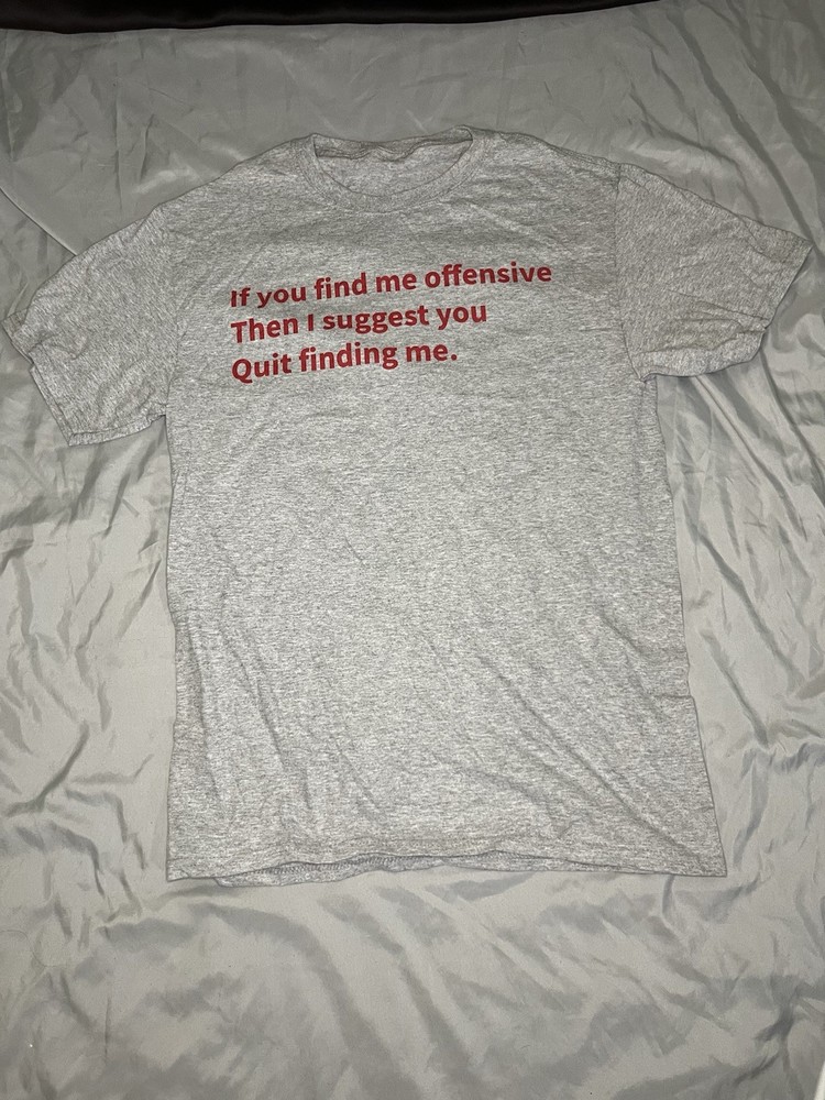 Gray Funny Quote Graphic Print Crew Neck Short Sleeve Knit T-Shirt Unisex Size M