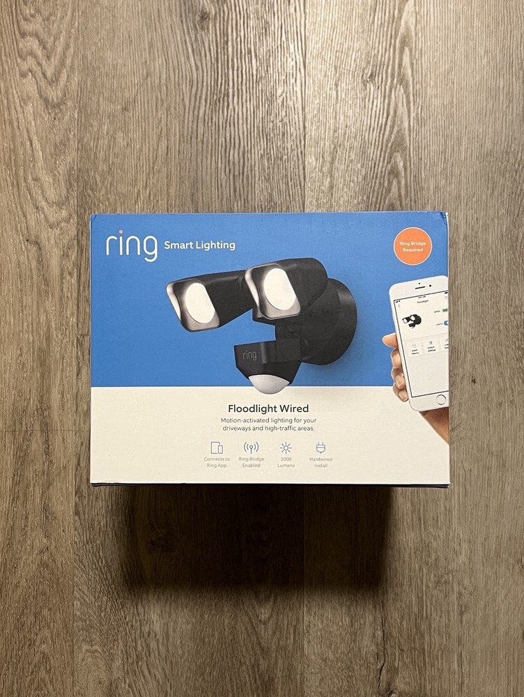 Ring Smart Lighting Black MotionActivated Outdoor LED Floodlight Wired SHIPS NOW
