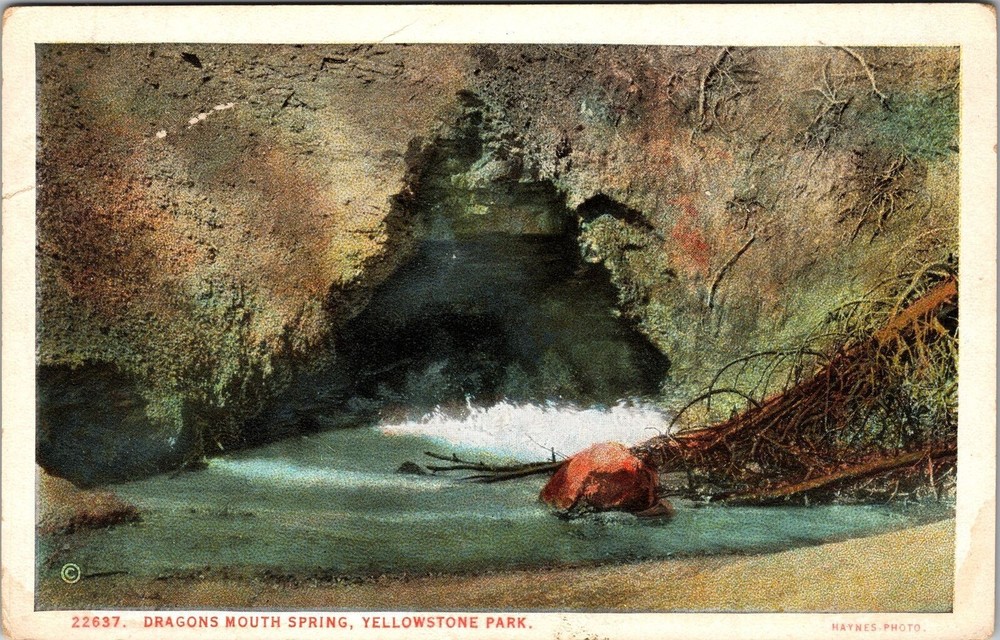 Yellowstone Park WY-Wyoming, Dragons Mouth Spring, Vintage Postcard