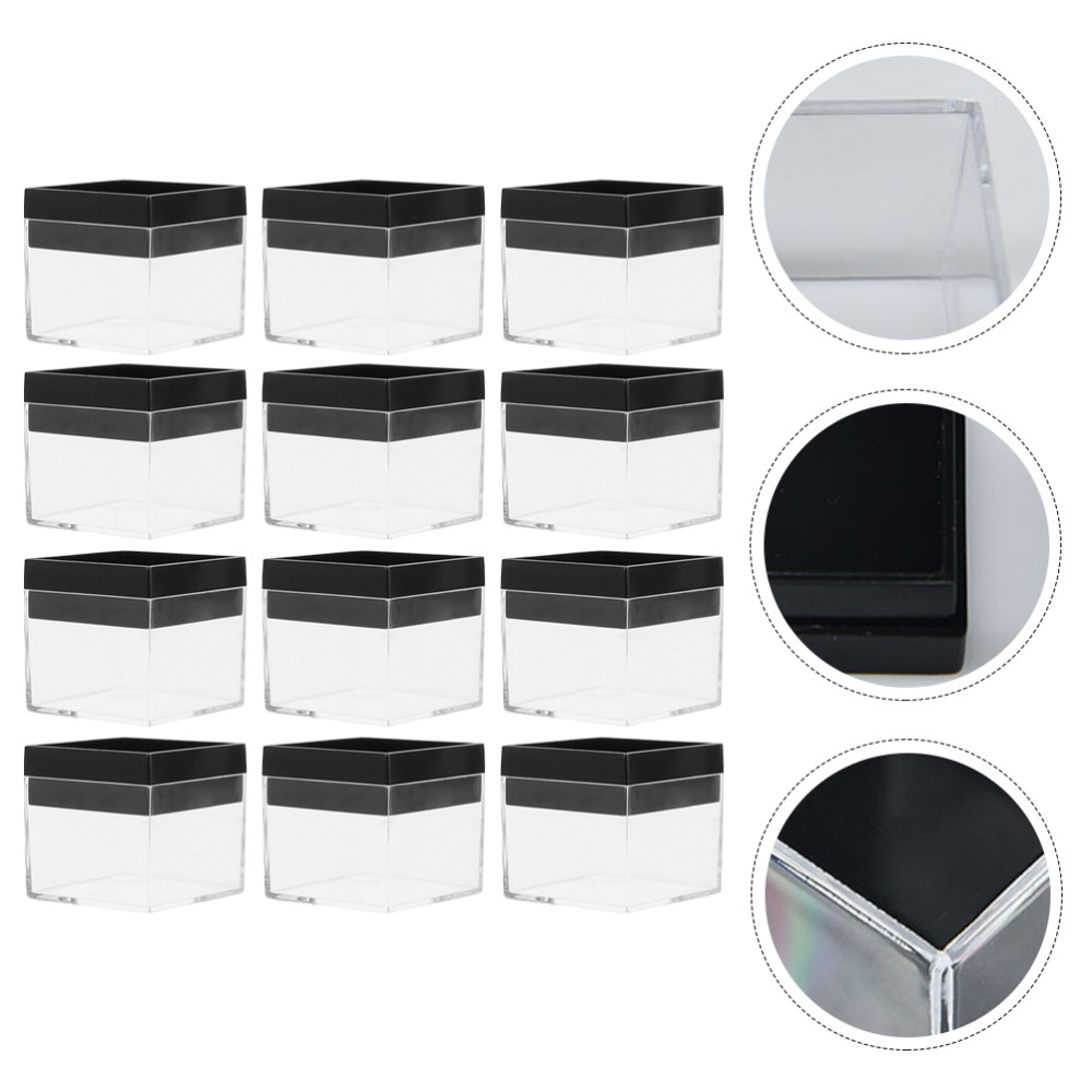 2 Pieces Plastic Box Clear Rock Mineral Specimen Display Collection Containers