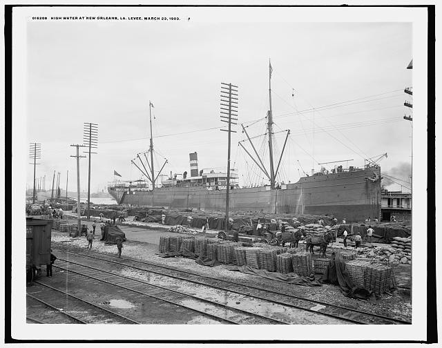 Photo:New Orleans Louisiana 1903 High Water Levee Steamship Cargo Dock