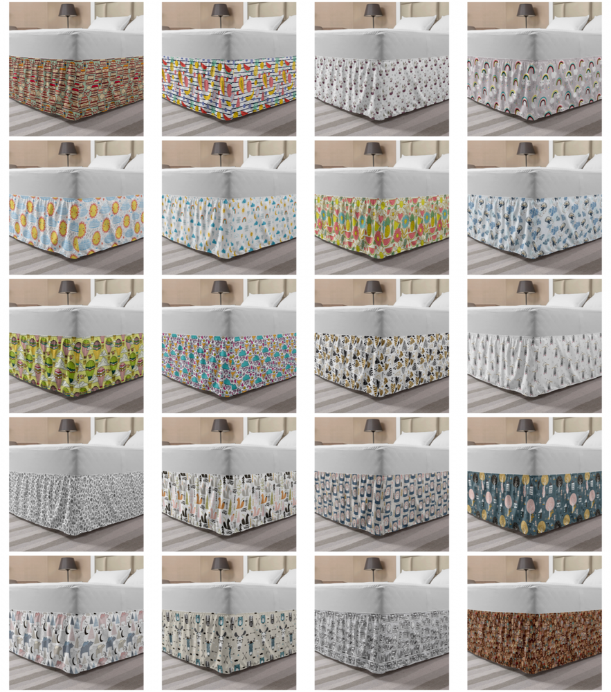 Ambesonne Sketch Art Bedskirt Elastic Wrap Around Skirt Gathered Design