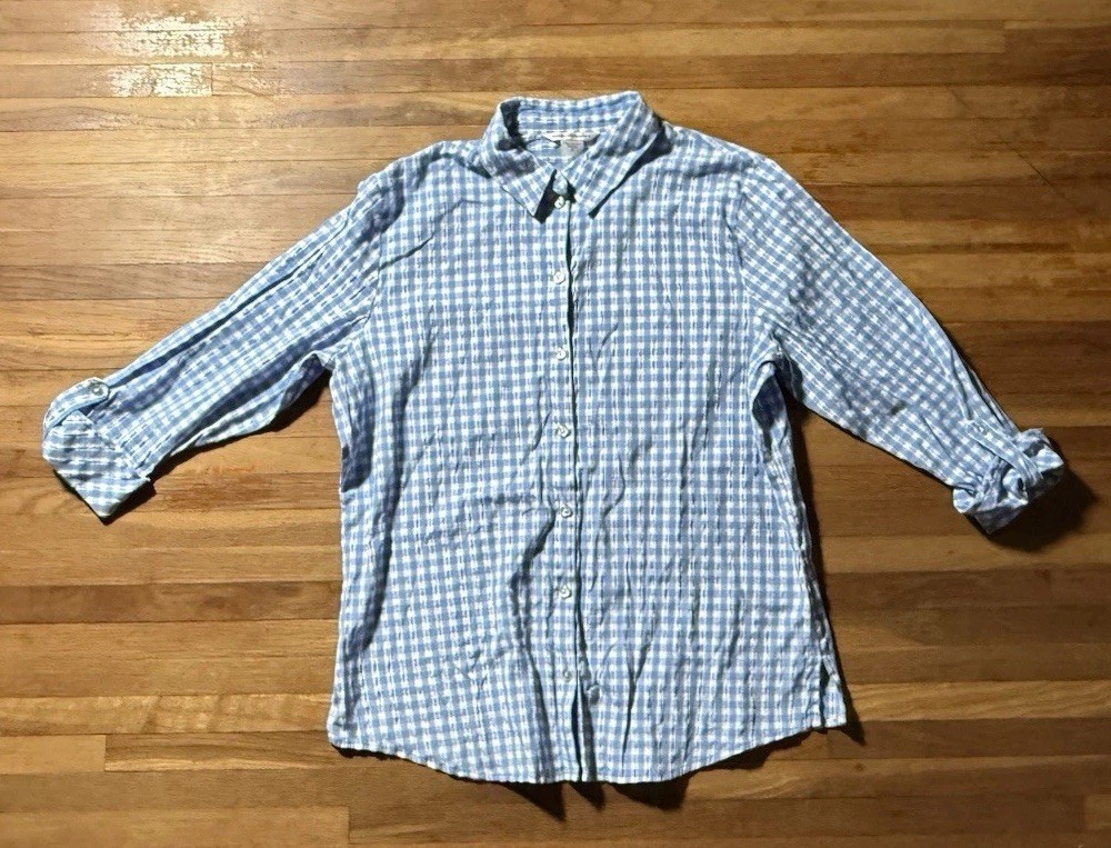Allison Daley Blue White Plaid Top Size 16 Women’s