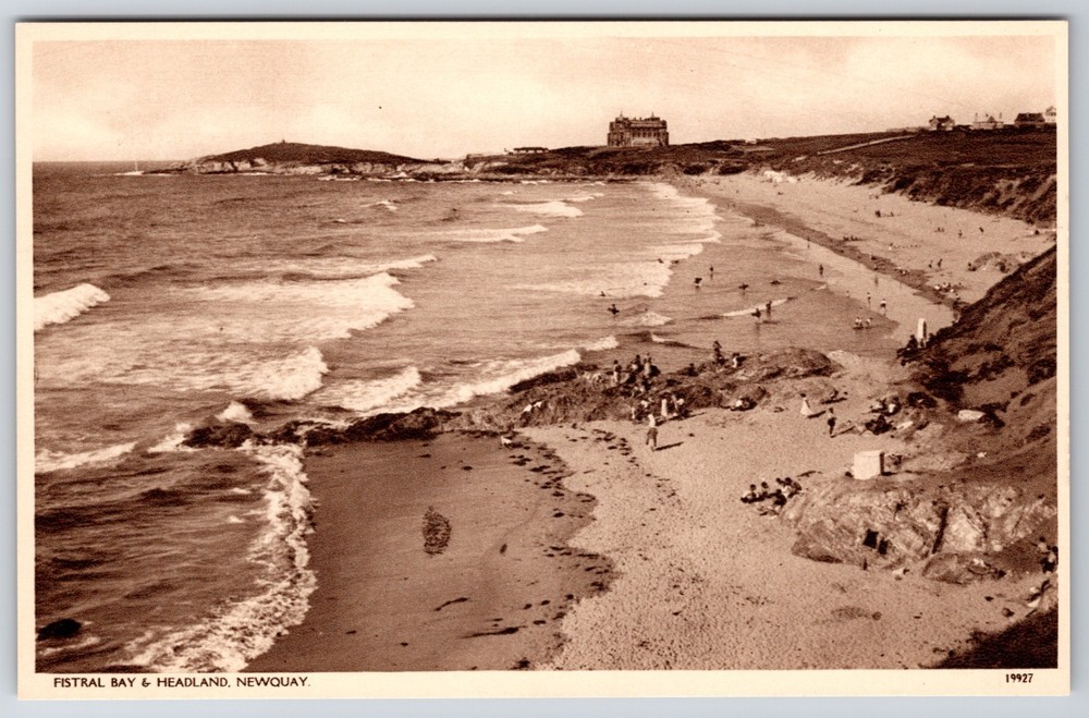 England UK Newquay Cornwall Fistral Bay and Headland Postcard