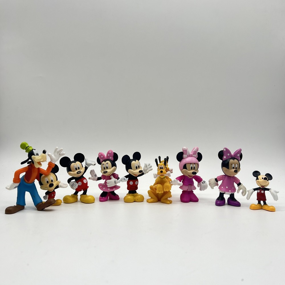 Disney Mickey  Minnie Pluto Goofy PVC Action Figure Cake Topper Toy Lot Of 10