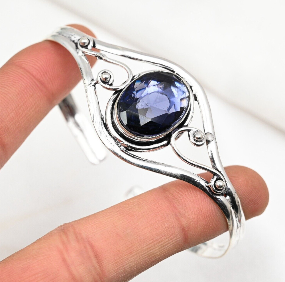 Iolite Bracelet Gemstone Handmade 925 Sterling Silver Jewelry For Christmas Gift