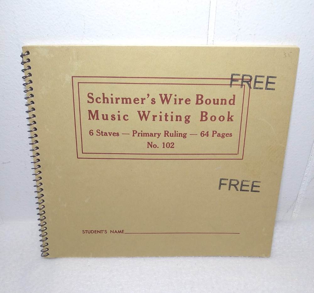 Vintage Schirmers Wire Bound Music Writing Book 6 Staves Primary Ruling #102