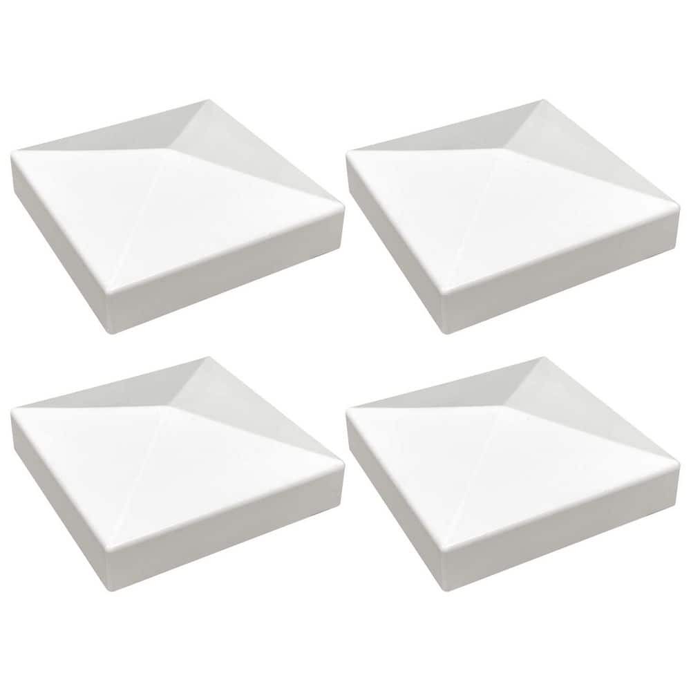 0.2x4x0.07ft White Pyramid Vinyl Fence Post Cap for 4in Posts