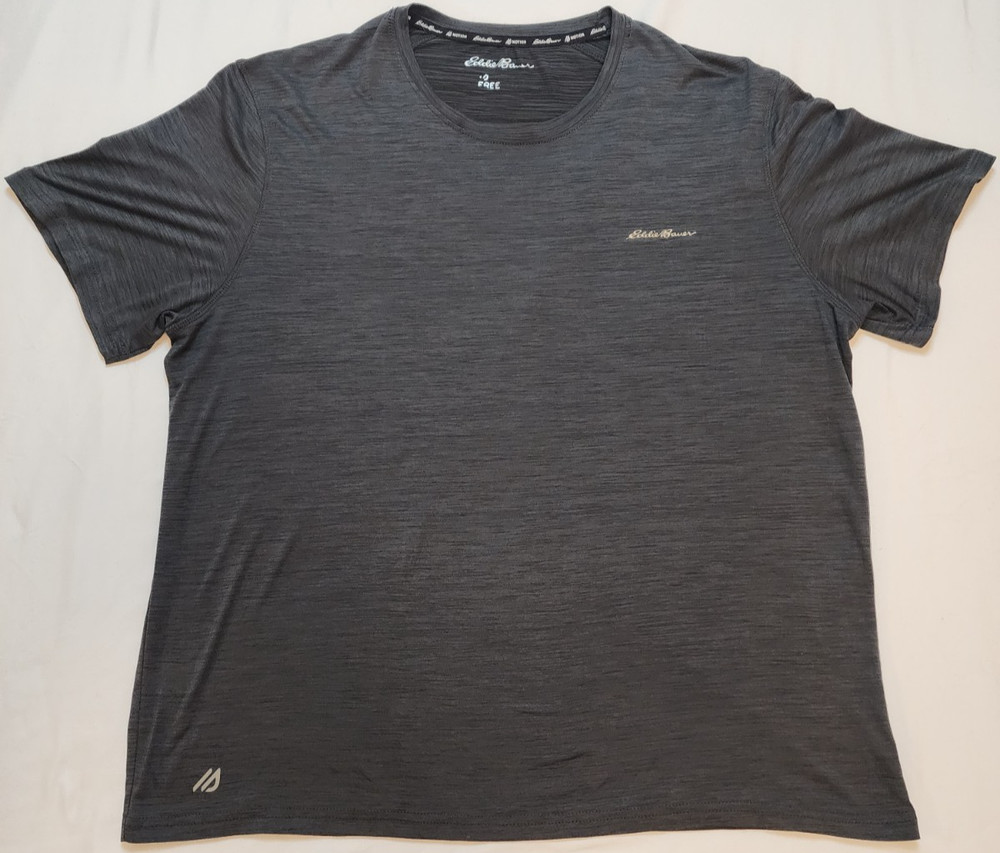 Eddie Bauer Free Dry Heather Grey Active Motion Performance T-Shirt Men's XL Y2K