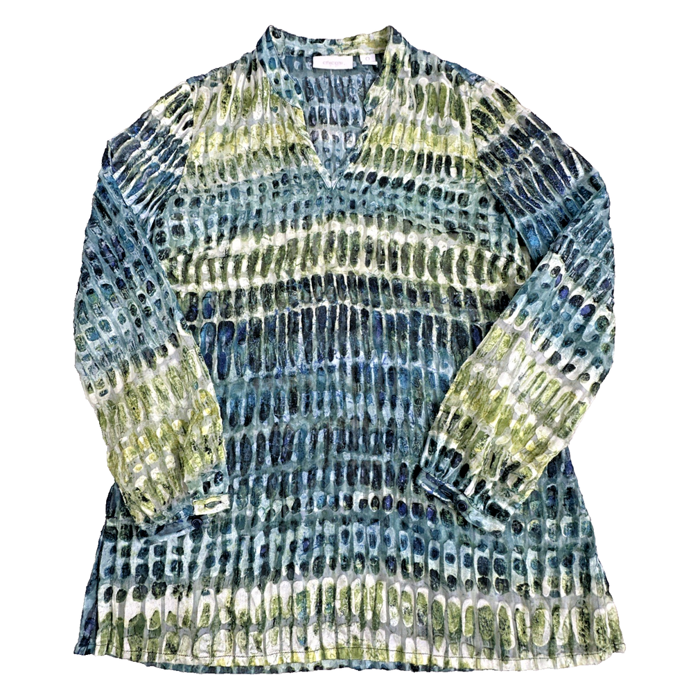 Chico's Multi-Color Bohemian V-Neck Lightweight Sheer Blouse Tunic Size 0 US(S)