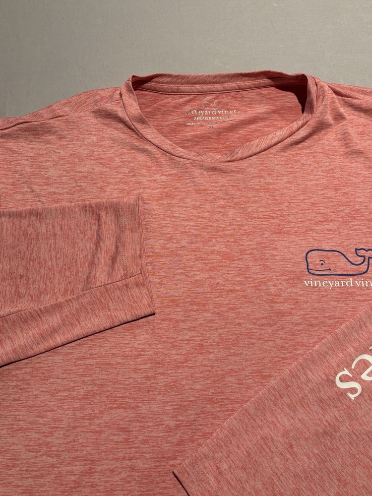 Vineyard Vines Performance Men’s XL Long Sleeve Shirt Pink Whale Logo LS Tee