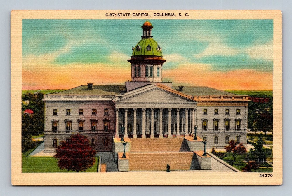 Vintage Linen Postcard South Carolina State Capitol Columbia SC