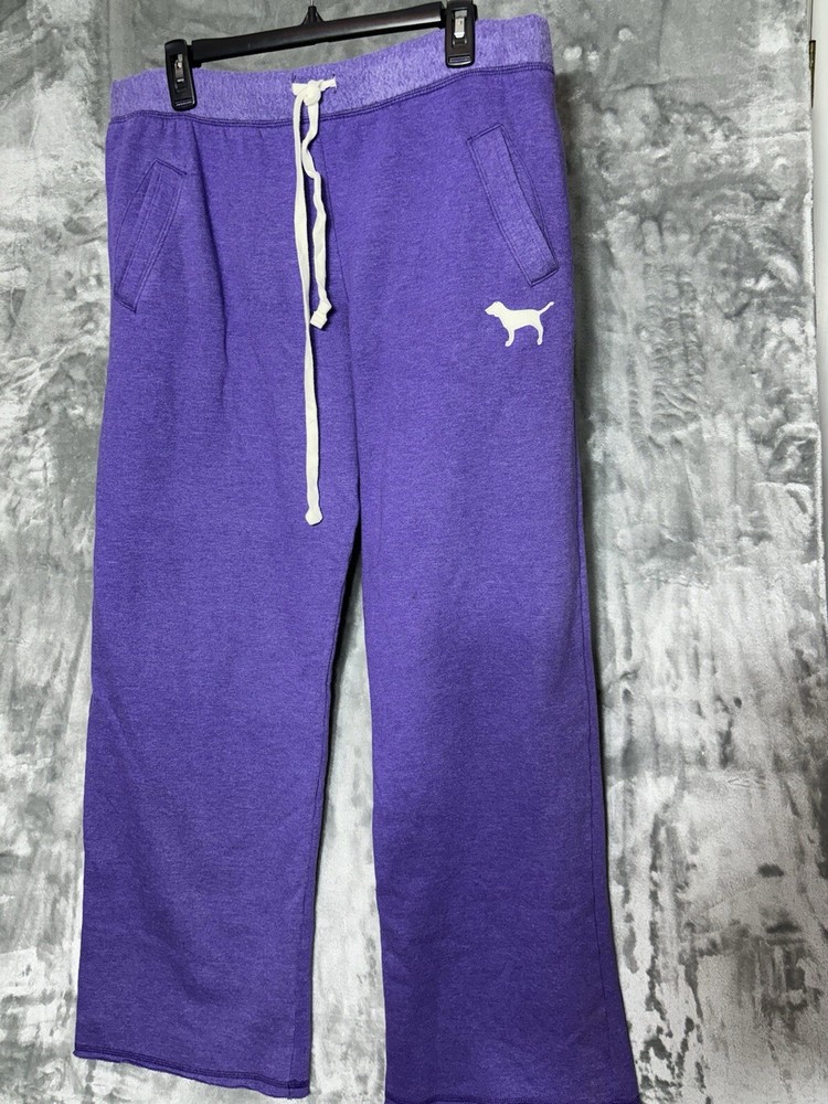 Pantalones deportivos Victorias Secret grandes de vellón de hiedra púrpura pierna ancha ROSA