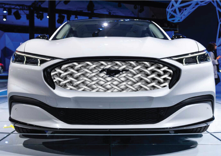 Fits Ford Mach-E Mustang Grille Vehicle Graphic Wrap Abstract Grid Metal Mesh US-image