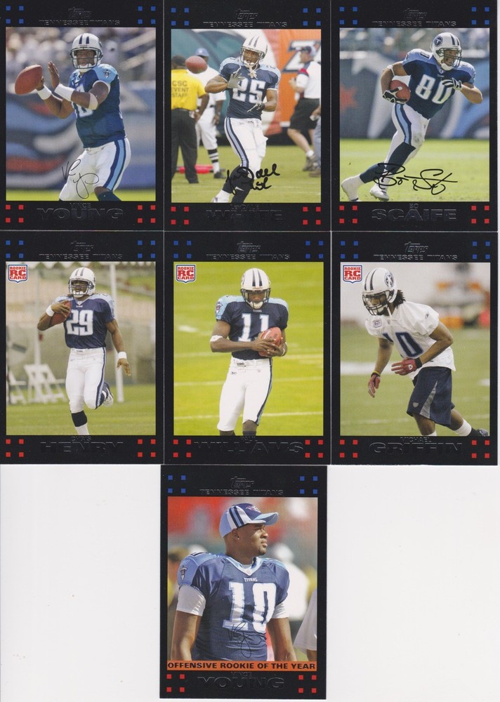 2007 Topps Football Complete Team Set Tennessee Titans(7) Vince Young + Bonus