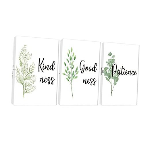 3 Piece Inspirational Wall Art, White Plant 36