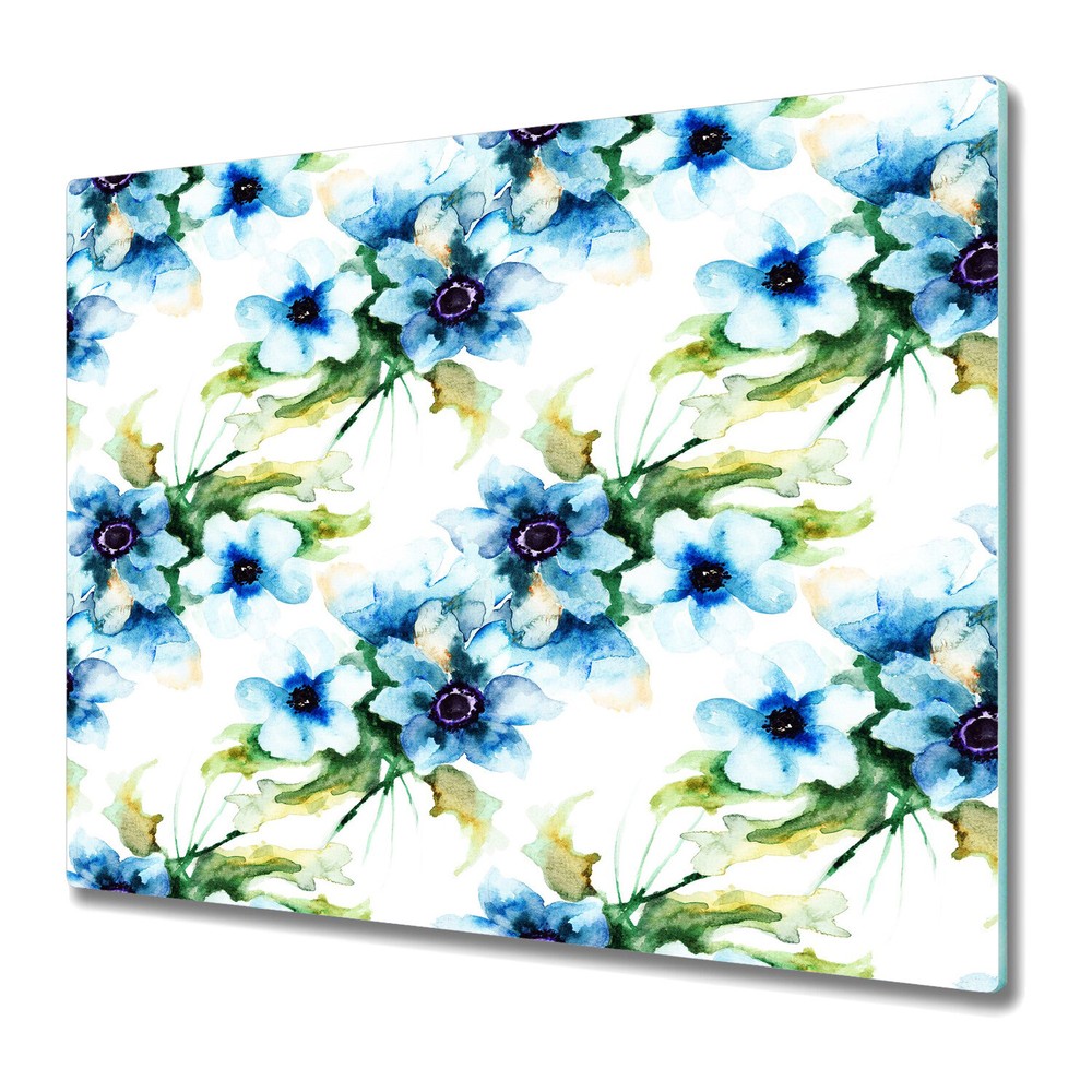 Glass Chopping Board Utensil Board Aquarelle Flowers Watercolour Floral 60x52