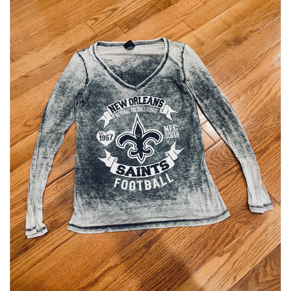 New Orleans Saints Womens Long Sleeve V Neck T Shirt XL *Runs Small Y2K