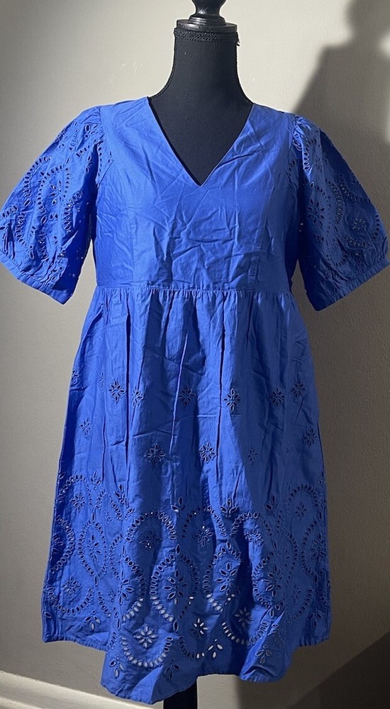 Old Navy Womens V-Neck Eyelet Mini Blue Dress Size Small
