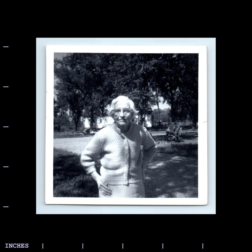 Old Vintage Photo OLDER WOMAN WITH GLASSES STANDING OUTSIDE