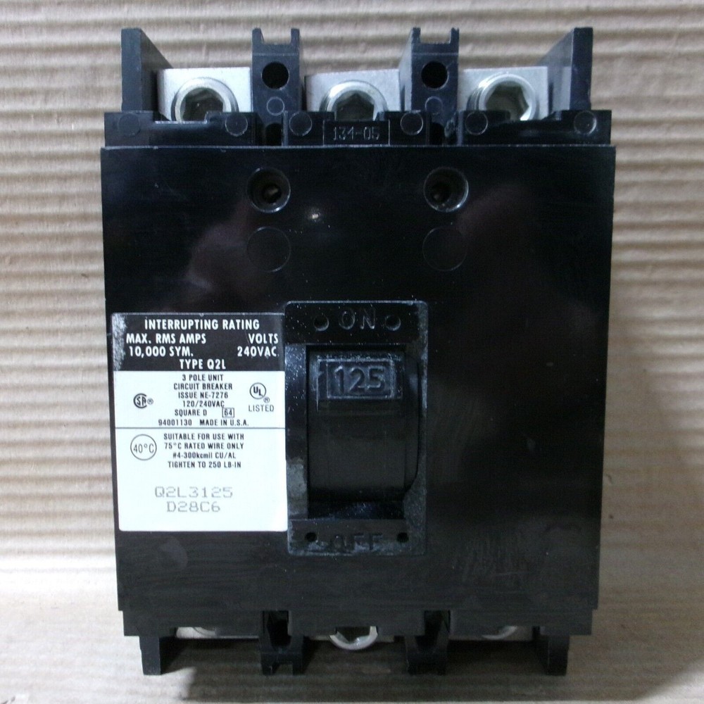 Square D Q2L3125 3 Pole 125 Amp 240V Circuit Breaker