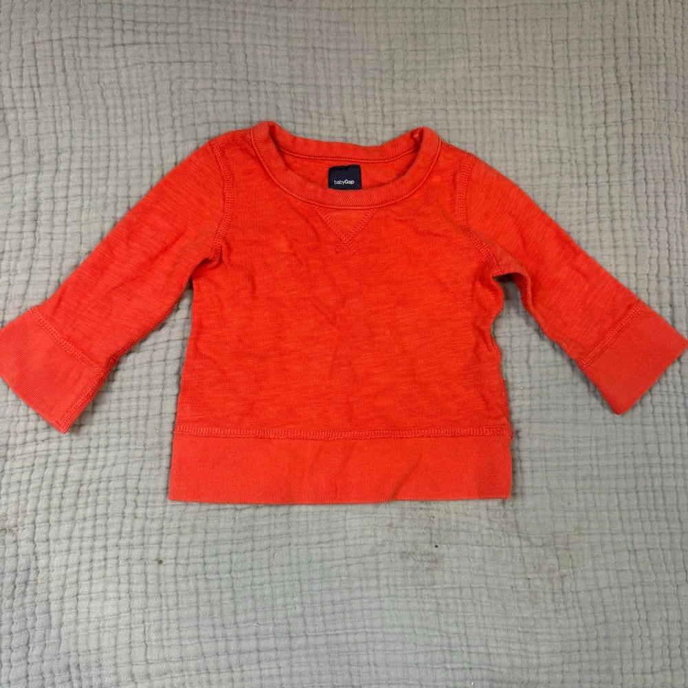 Baby Gap Orange Pullover Cotton Long Sleeve T Shirt Sweatshirt Boy 6-12 Months