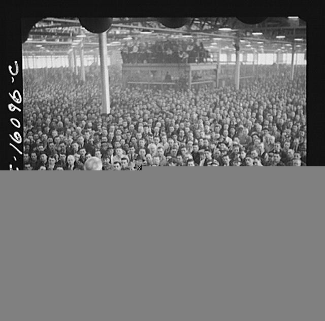 Photo:Detroit Michigan Hudson Naval Ordnance Ceremonies 1940s Crowd Indoor