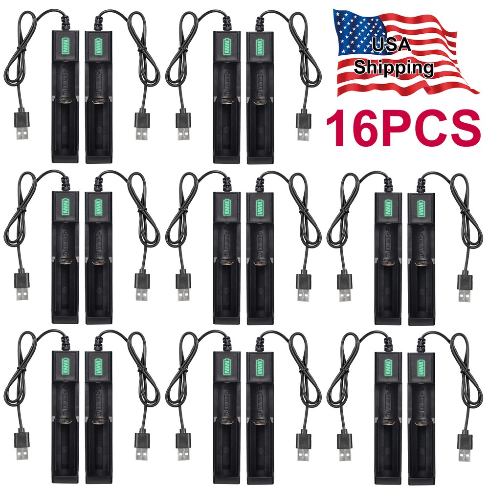 16Pcs Smart Universal Battery Charger for Rechargeable Lithium 26650 16340 14500