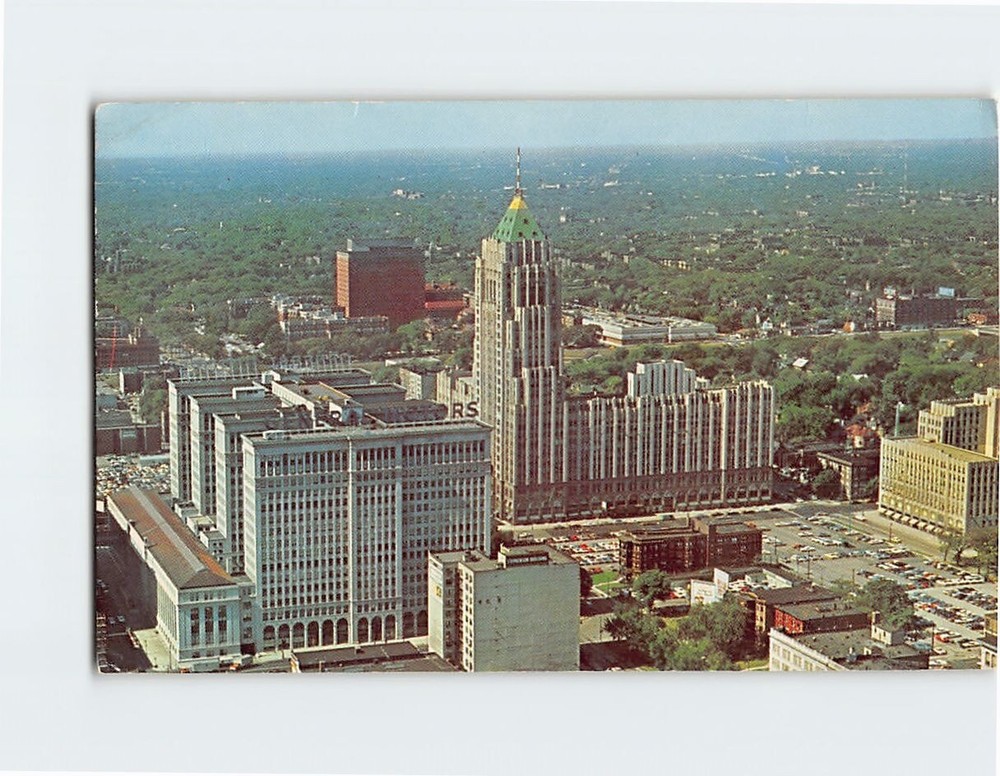 Postcard Detroit's Uptown Shopping Center Fisher Building Michigan USA