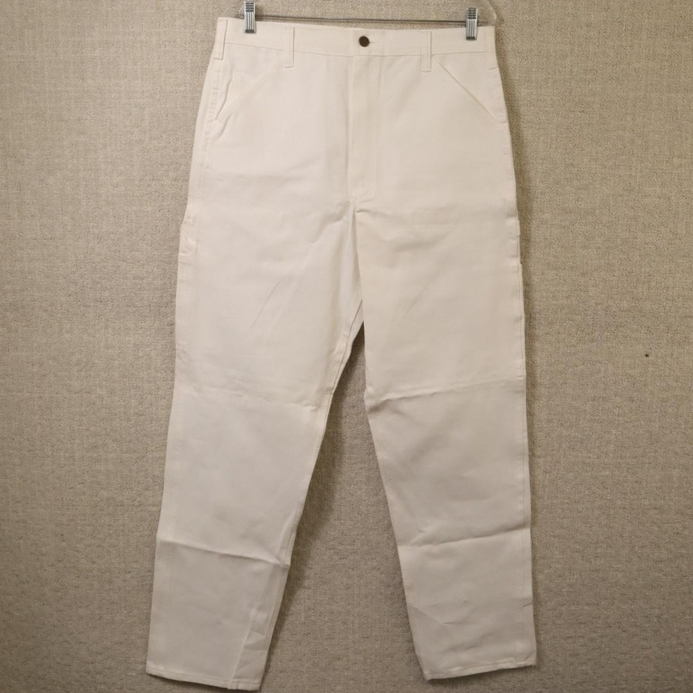 VTG Stan Ray Painter Pants Men 34x30 White Relaxed Canvas Carpenter Workwear USA