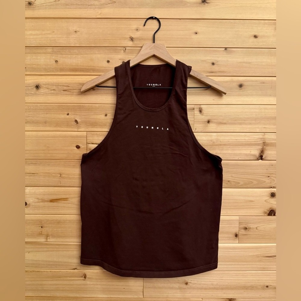 YoungLA Small Men’s Chocolate Brown Momentum Muscle Tank Workout Gym