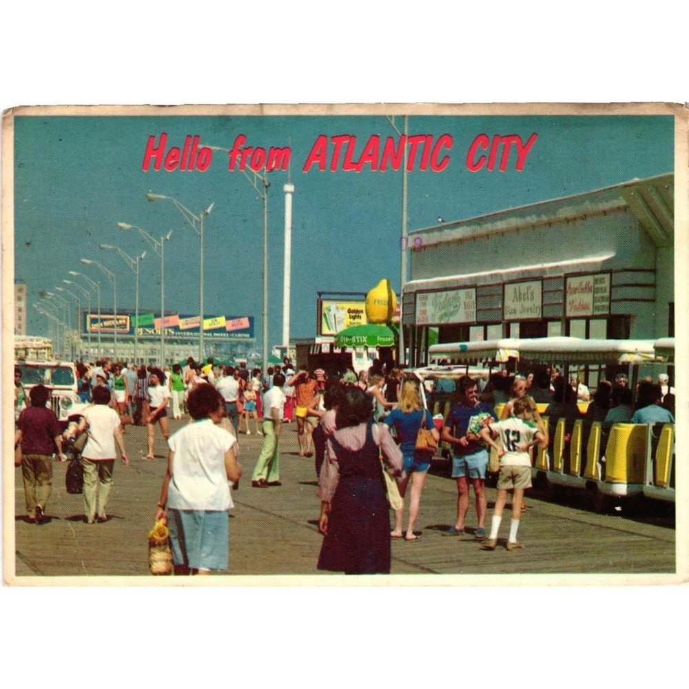 Vintage 1978 Atlantic City Boardwalk Postcard New Jersey Playboy Club Caesars NJ