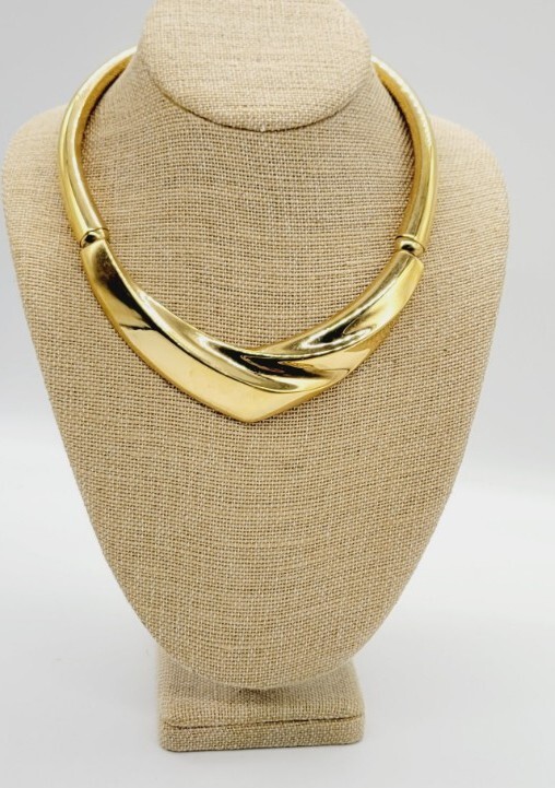 Napier Modernist Runway Gold Tone Collar Vintage Art Deco Necklace