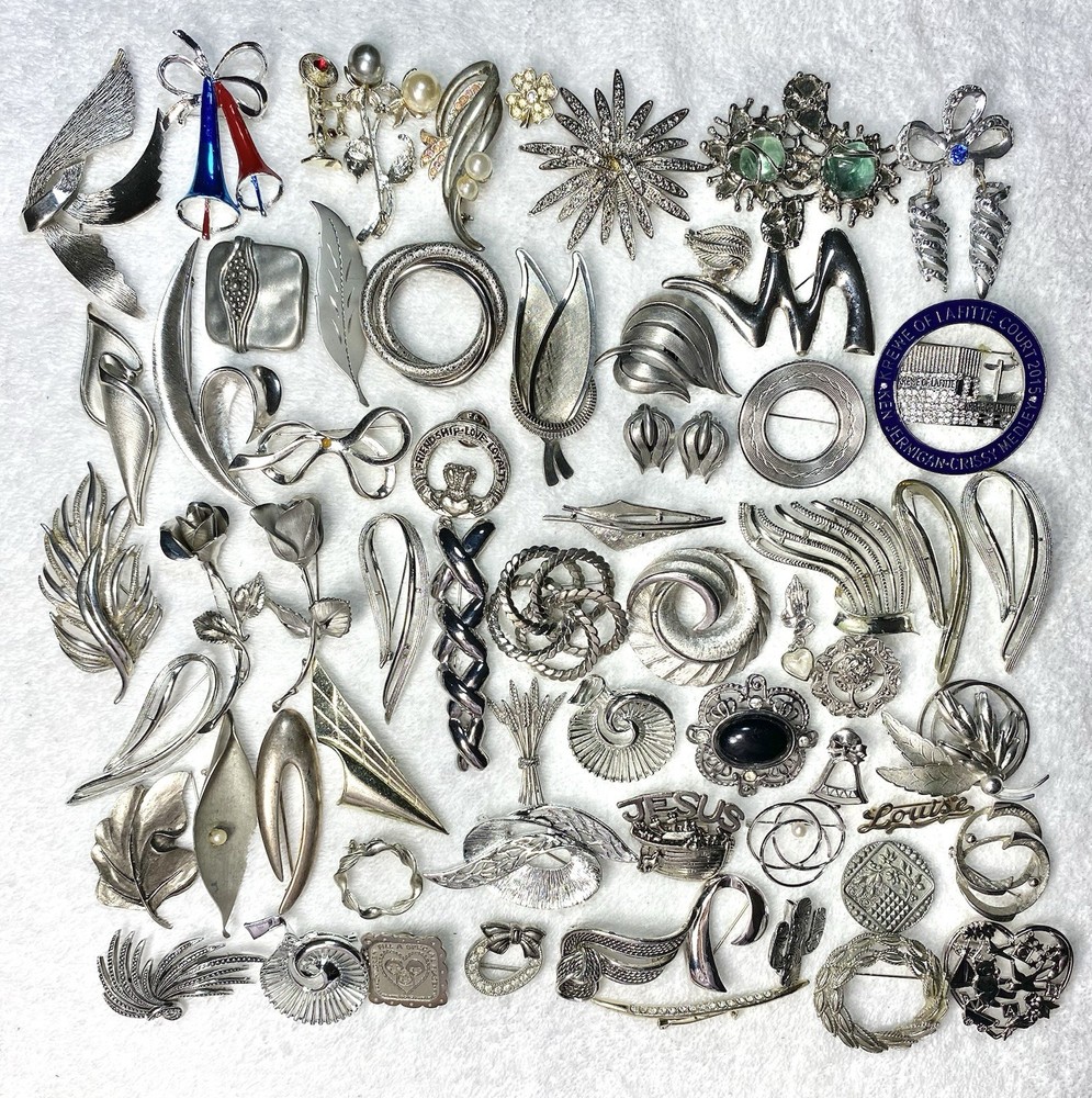 Vintage To Now Silver Tone Some Signed Brooch Lot