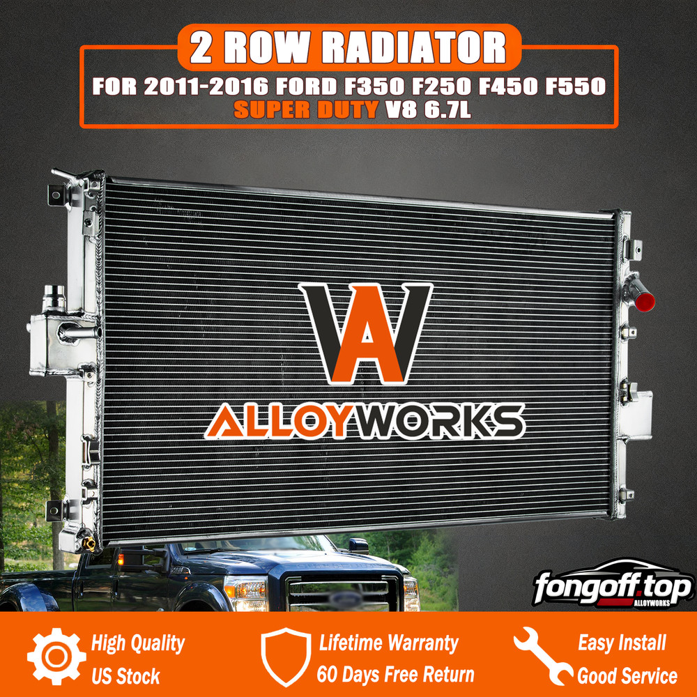 Aluminum 2 Row Auxiliary Radiator For 2011-2016 Ford F250 F350 F450 F550 V8 6.7L