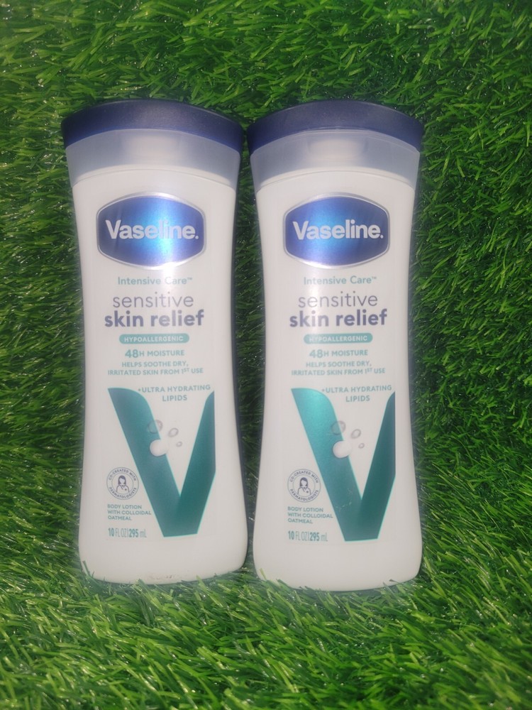 2~Vaseline Intensive Care Sensitive Skin Relief Body Lotion w/Colloidal Oatmeal