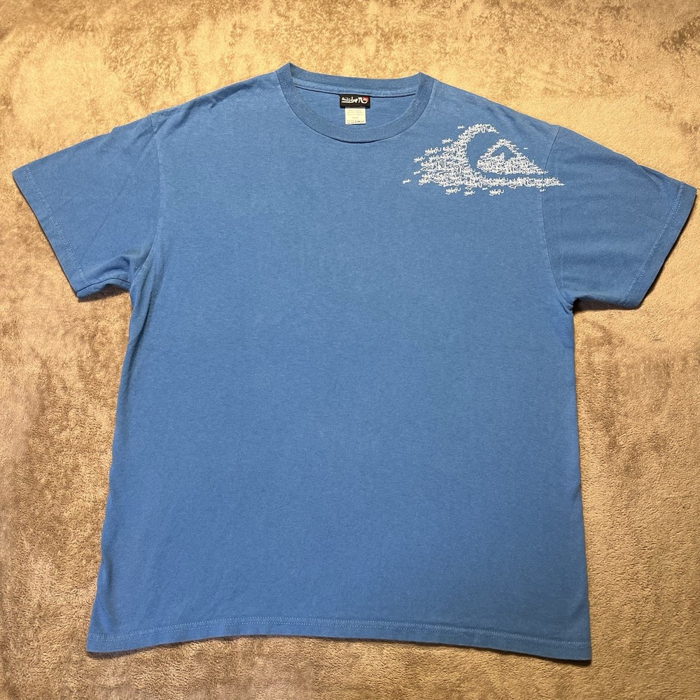 Vintage Quiksilver Wave Logo Surf Skate T Shirt Blue Y2K Medium