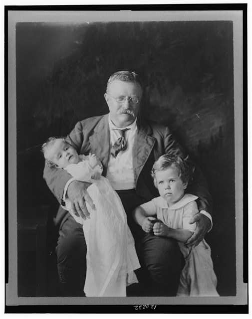 Theodore Roosevelt,with Master Richard Derby,holding Kermit Roosevelt,Jr.,c1916