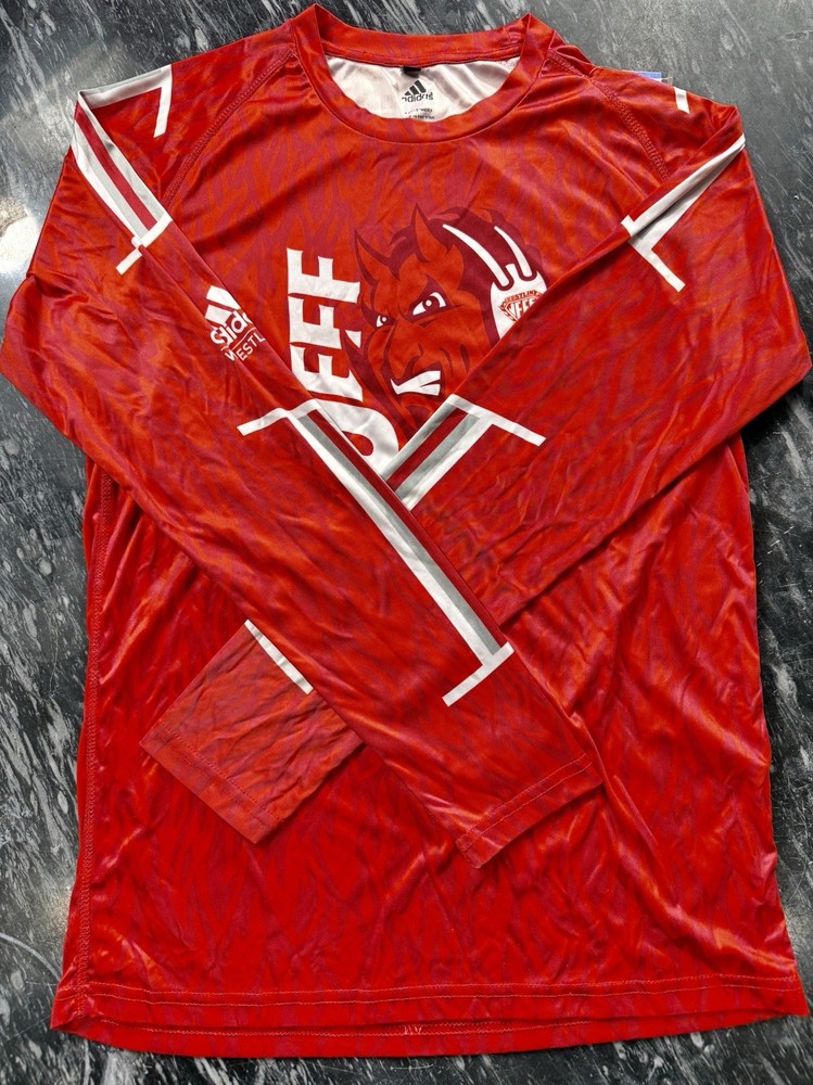 Adidas Red Long Sleeve Compression Shirt Size M Athletic Soccer Training