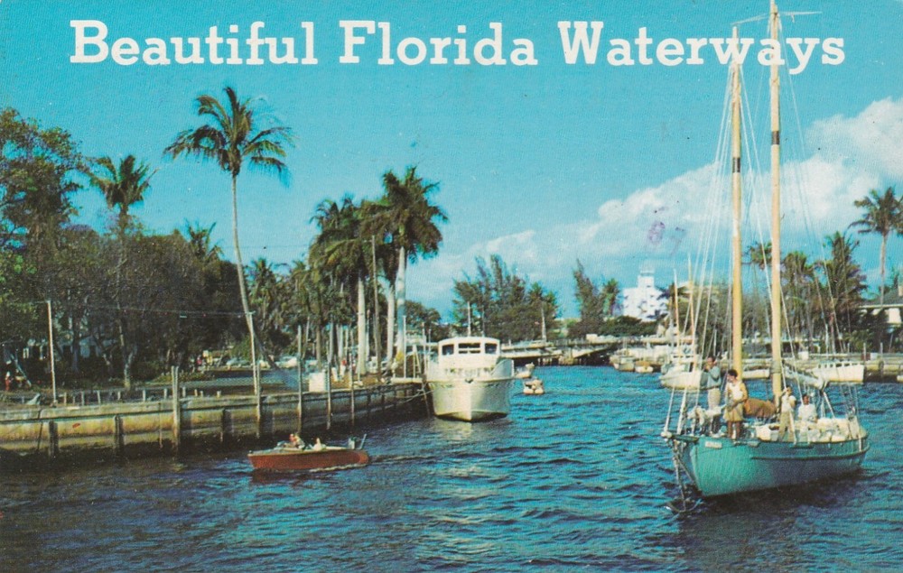 Beautiful Florida Waterways Boats along the winding waterways beautiful Postcard