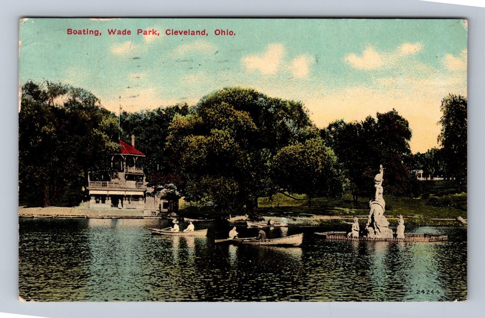 Cleveland OH- Ohio Boating Wade Park Vintage c1912 Postcard