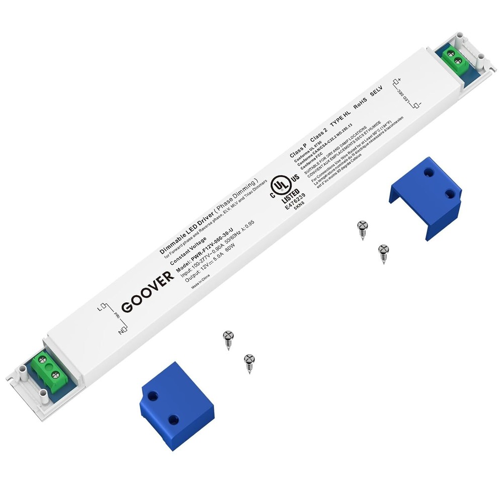 0-100% Di... 60W Traic Dimmable LED Driver Power Supply 100-277V AC to 12V DC