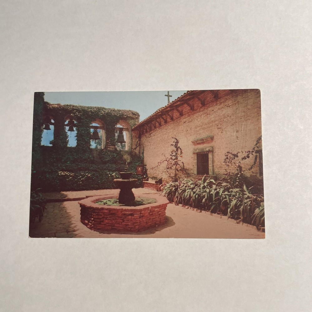 Mission San Juan Capistrano California Sacred Garden & Fountain Vintage Postcard