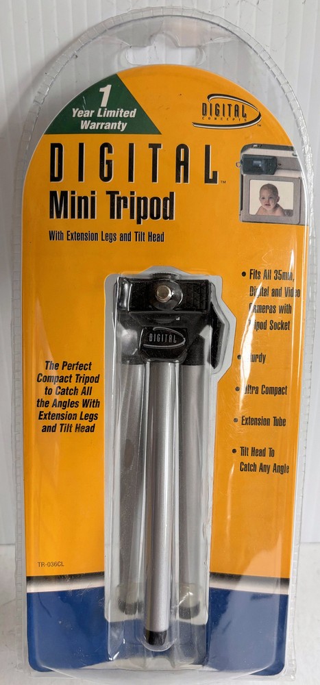 Mini Adjustable Camera Tripod & Monopod for 35mm Digital & Video Cameras NOS New