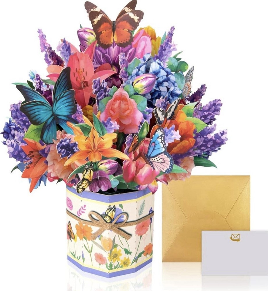 Valentines Day Pop Up Card 3D Flower Bouquet, Greeting Cards for Mothers Day