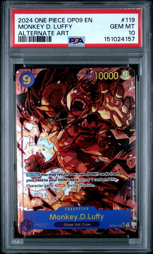 One Piece Monkey D. Luffy 2024 Op09-Emp In The New Wrld #119 Alt Art Psa 10RCH IS ACCEPTING CONSIGNMENTS! UP TO 95% PAYOUTS!