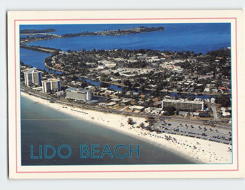 Postcard Aerial View Lido Beach Florida USA