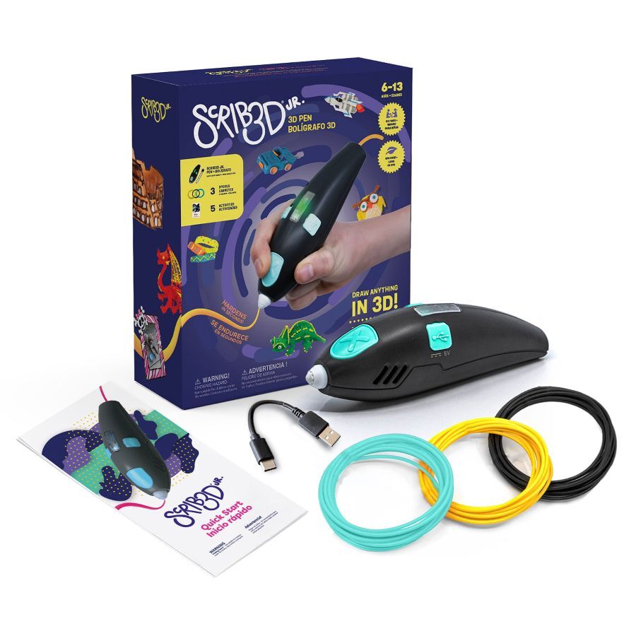 3D Pen for Kids, No Hot Parts, Includes Free Plastic Refills, Stencil Guide