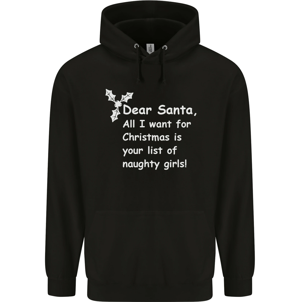 Santa Claus Naughty Girls Funny Christmas Mens 80% Cotton Hoodie