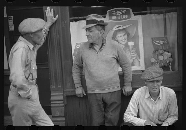 Photo:1930s Men Outside Miller High Life Shop Window Beer Sign Poster
